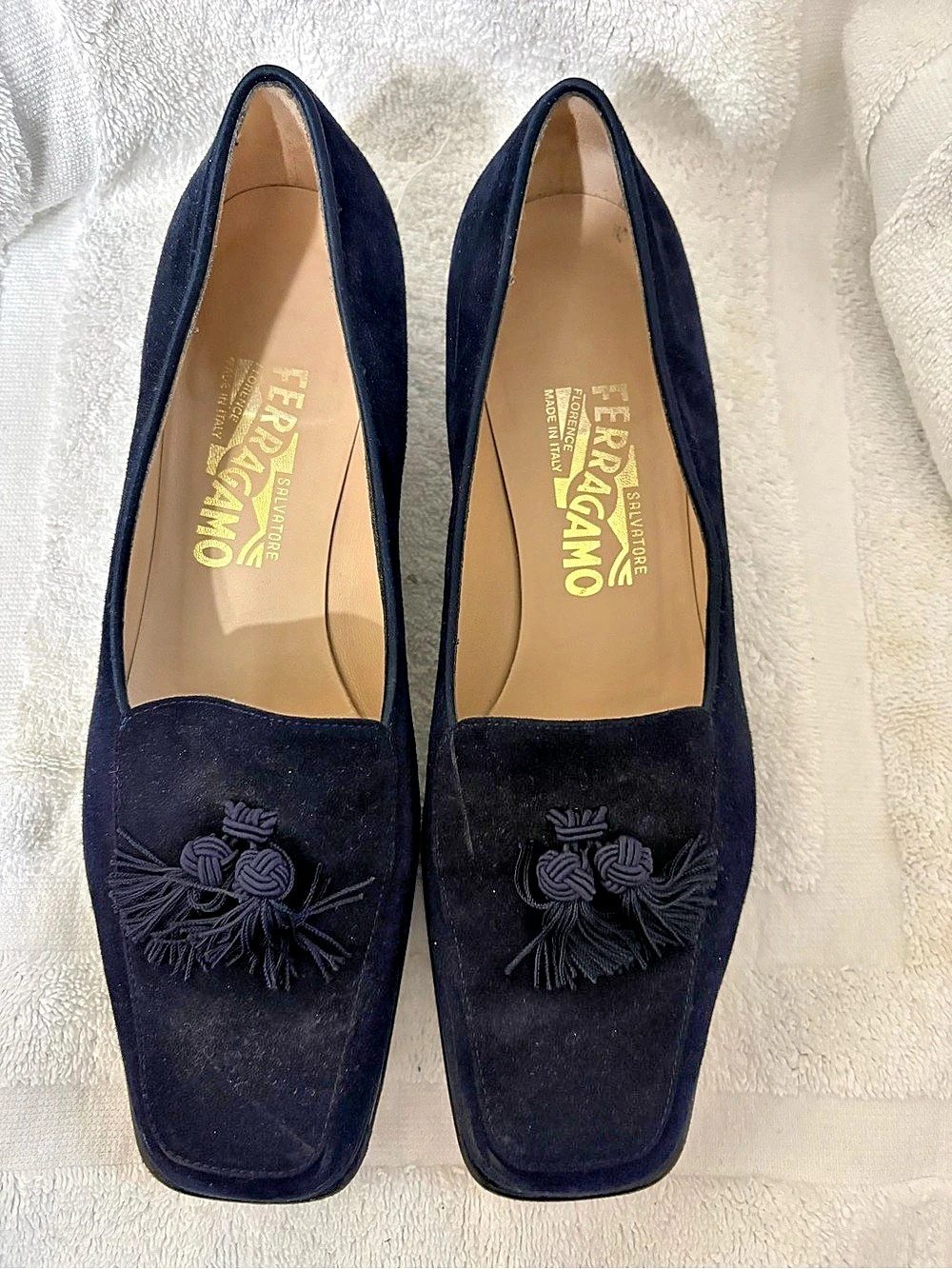 Salvatore Ferragamo Black Tassel Heels
